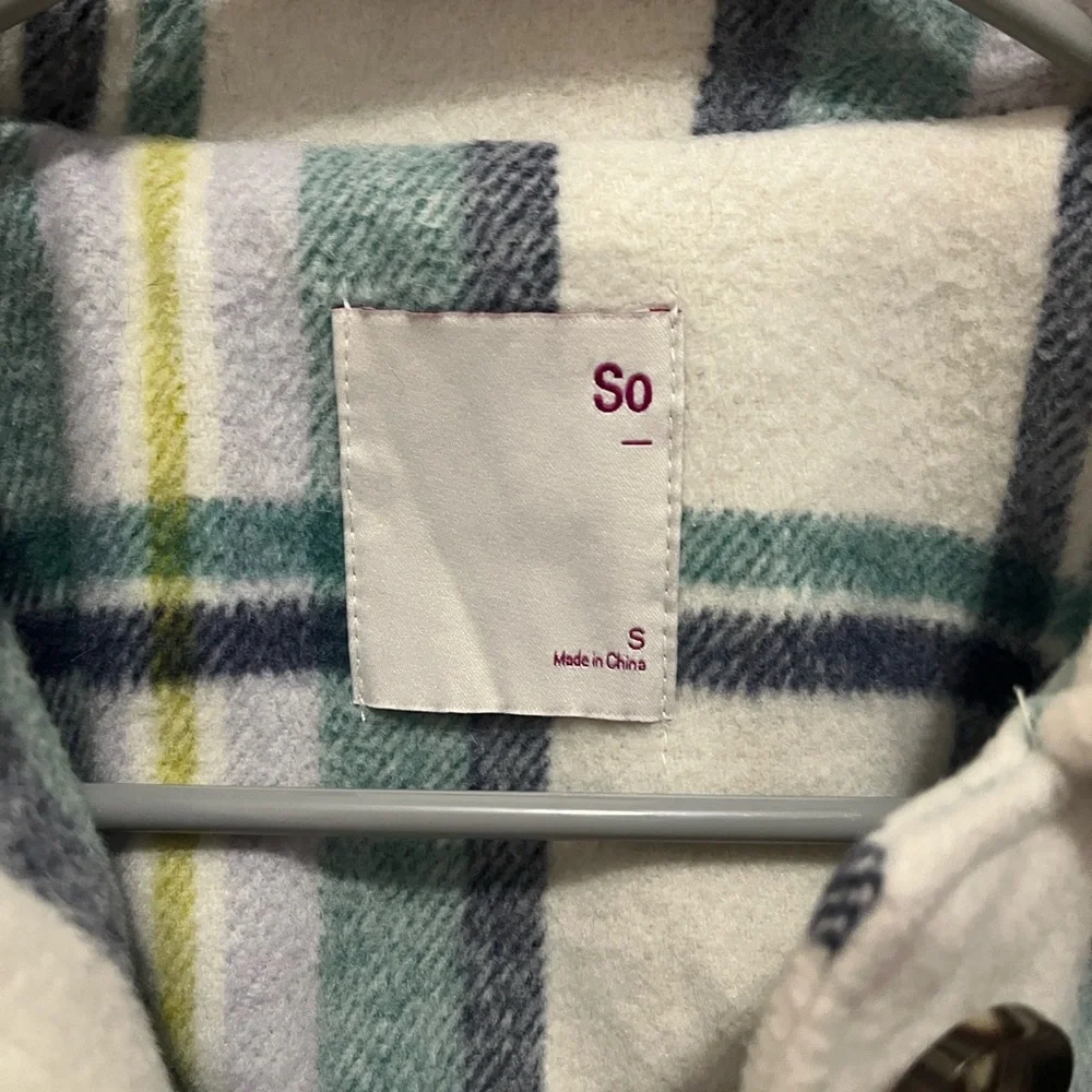 SO Plaid Shirt Jacket in Blue and Green - Picture 2 of 3